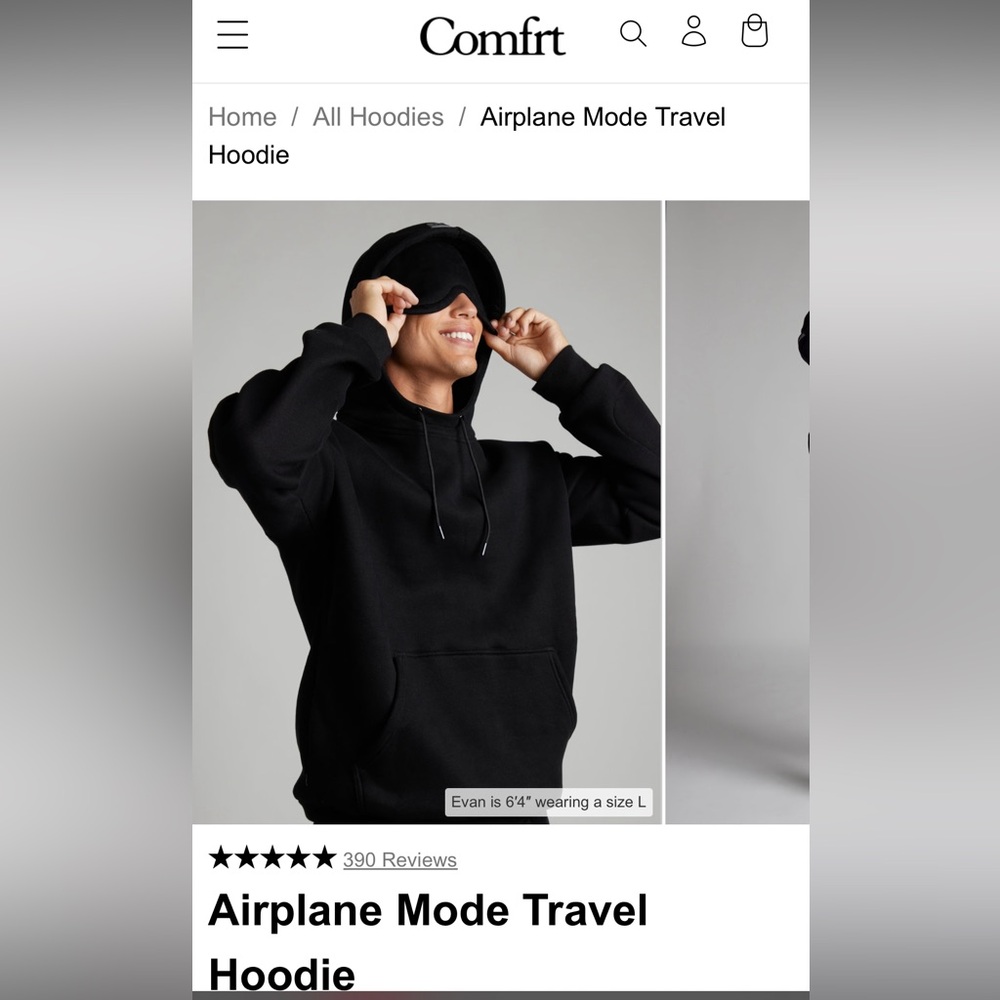 Comfrt airplane mode travel hoodie